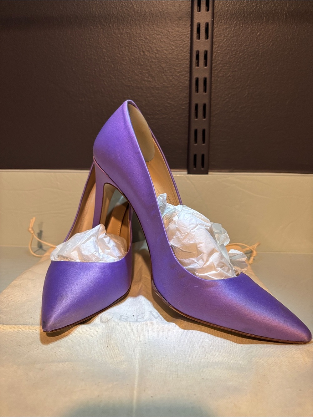 J. Crew Purple Satin Pointed-Toe Pumps